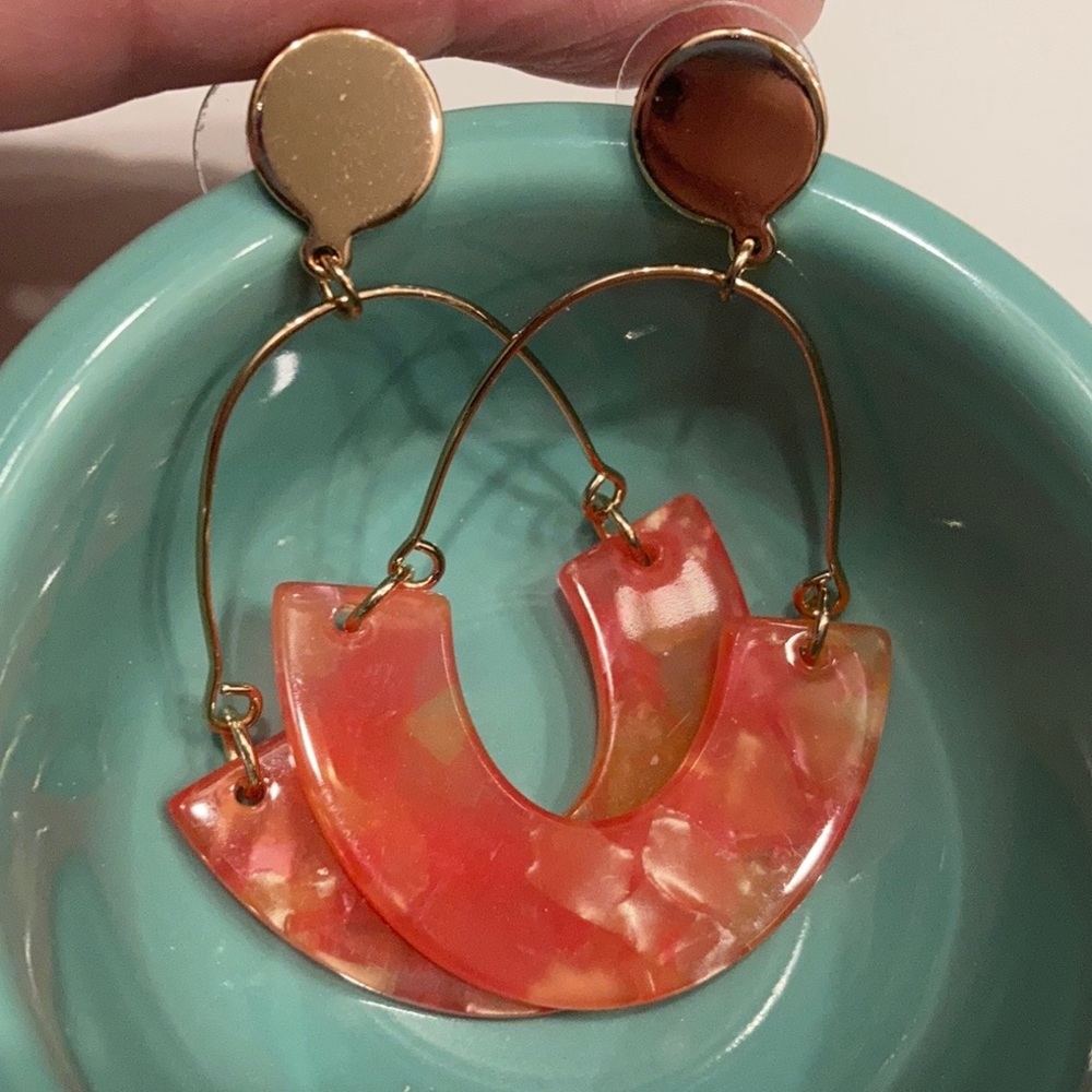 Orange & Goldtone Drop Earrings